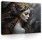 WallArena - Leinwand Bilder - Frau Abstrakt Marmor Gold Schwarz - 120x80 cm Leinwandbilder - Bild auf leinwand - Wandbild XXL groß Wandbilder für Wohnzimmer Schlafzimmer Wohnzimmerbilder Modern