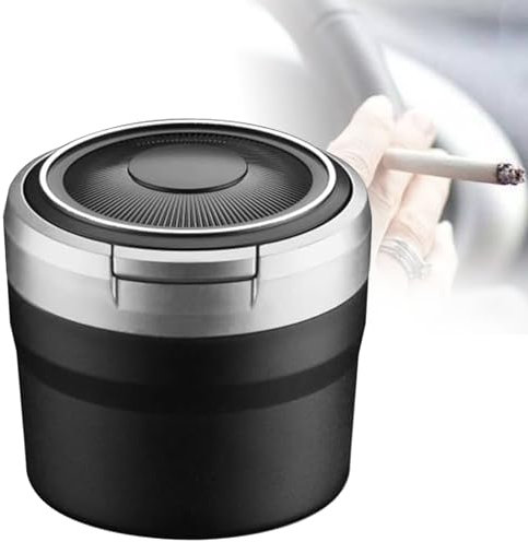 Auto Aschenbecher für Audi A1 A1 S-Line A1 Sportback A1 S A2 A3 S-Line A3 8P 8V A3, Geruchssicher Abnehmbarer Rauchfreier mit Deckel und LED Staubdicht,B/Grey