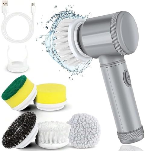 Magic Electric Cleaning Brush USB Rechargeable, Electric Spin Scrubber, Multi Functional Electric Cleaning Brush, Cordless Silent Electric Cleaning Brush (Grey)