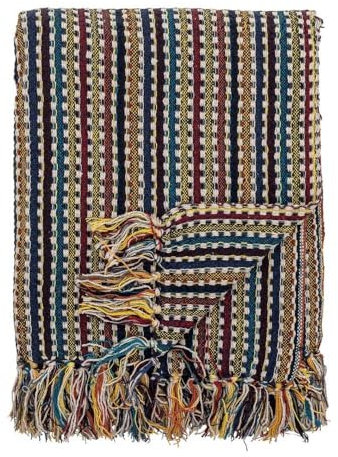 Bloomingville Hochwertige Tagesdecke 160x130 cm – Vielseitige Kuscheldecke aus recycelter Baumwolle, ideal als Sofadecke, kuschelig weich und pflegeleicht (Mehrfarbig)