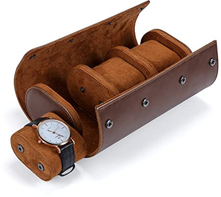 BAIGIO Caja de Relojes para Viajes y Joyero de Reloj Estuche para Relojes Regalos Organizador de Relojes Conveniente Imprescindible, Marrón