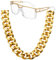 FACATH 80er 90er Jahre Hip Hop Kostüm Schmuck Goldkette für Damen Herren Goldkette Rapper Sonnenbrille Halskette Kostüm Zubehör