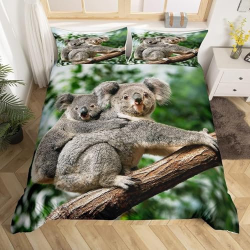 BSYYZQC BettwäSche 240x260 Wombat Niedlich Bettbezug Luxuriös Flauschig mit ReißVerschluss Tierwelt BettwäSche-Sets 2 Teilig Set Weiche Atmungsaktiv Mikrofaser BettbezüGe und 2 Kissenbezug