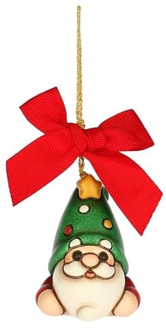 THUN, Addobbo Natalizio Gnomo Oliver in Ceramica di Alta Qualità, Versione Piccola, Collezione Natale, Addobbo Natalizio da Collezione, Idea Regalo per Natale, 4,1 x 3,8 x 5,4 cm