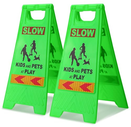 DiDiBirDi Slow Down Kids Playing! Kindersicherheit verlangsamt doppelseitiges Zeichen, Kinder spielen sicheres Zeichen mit reflektierendem Band, Straße verlangsamt, Kinder und Haustiere spielen Warnz