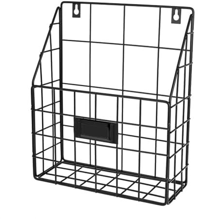Sujurio Draht Post Korb - ein der Wand Befestigter HäNgender Ordner/Dokumenten Organisator - Wirtschaftliches und Einfach zu Installierendes Fach für Haus BüRo und Mehr (1 Platz)
