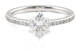 Skcess 18 Karat Weißgold Ring Frauen Weiß Moissanit Oval, Eheringe Eleganter Ovaler 2-Karat-Moissanit Ring Damen Größe 57 (18.1)