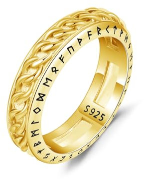 CUOKA MIRACLE Fidget Ring 925 Sterling Silber Keltisch Spinner Ringe für Angst Männer Frauen Anti Stress Ring Schmuck Geschenke für Damen Teens Geburtstag Valentinstag Weihnachten (gold, 18)