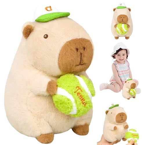 Capybara Plüschtier, Capybara Kuscheltier mit Baseball Stofftier, Capybara Animal Spielzeug, Simulation Tier Capybara Puppen, Capybara Plushie Puppen, Stofftier Capybara, für Jungen und Mädchen