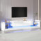 Merax Armoire TV haute brillance, luminosité réglable et 16 couleurs LED, buffet, meuble TV, meuble TV pour téléviseurs de 80, avec deux tiroirs rabattables, blanc 181 x 38 x 38 cm