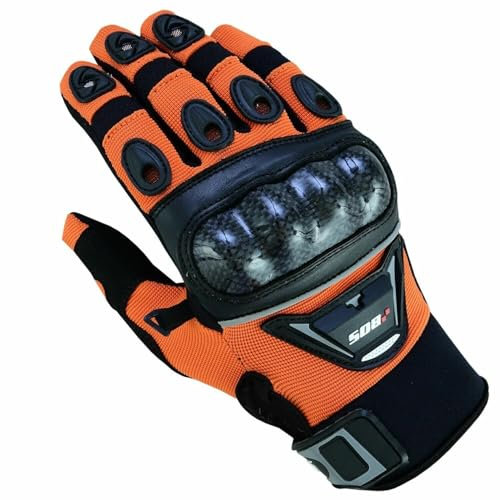 BOSmoto Fahrrad & Motocross Handschuhe mit guter Passform | MX MTB Handschuhe für Downhill und Quad-Fahren,Herren Motorrad Sommer Handschuhe,Biker Handschuhe (ORANGE, M)