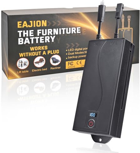 Batería universal para muebles reclinables, fuente de alimentación inalámbrica recargable de 2500 mAh para muebles con conexión de 2 pines, baterías para sofás eléctricos, reclinables, sofás, sillas