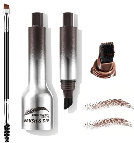 TOEECY Kit Tinte Cejas Profesional Botella Metálica Cepillo Angulado Aplicador Preciso Maquillaje Resistente Agua Larga Duración