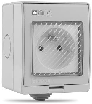 Konyks Pluviose FR - Enchufe exterior WiFi, impermeable IP55, compatible con Smartlife y Tuya, Amazon Alexa y Google Home