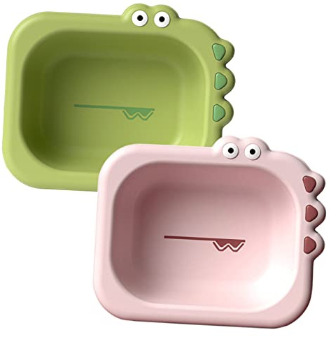 Vaguelly 2stücke Cartoon Waschbecken Für Mädchen Tragbare Praktische Für Neugeborene Grün Und Rosa Für Babypflege Spaßiges Badeerlebnis