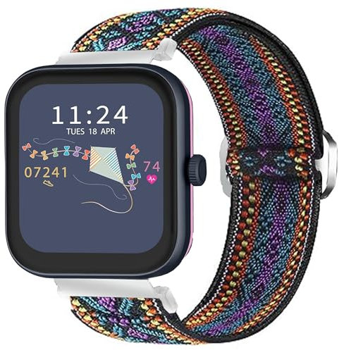 Bleushaweu for RADLEY Series Smartwatch 18mm 20mm 22mm Quick Release Stretch Elastics Nylon Adjustable Replacement Strap Accessories Compatible for RADLEY Series 32/20/28/19/46/10 (Purple Blue, 18mm)