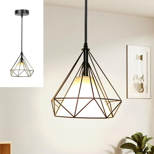 ARCYN Pendelleuchte Modern Schwarz, Deckenlampe hängend, Hängelampe Esstisch mit E27 Fassung, Metall-Lampenschirm, höhenverstellbare Küchenlampe Schlafzimmerlampe, 1-flammig