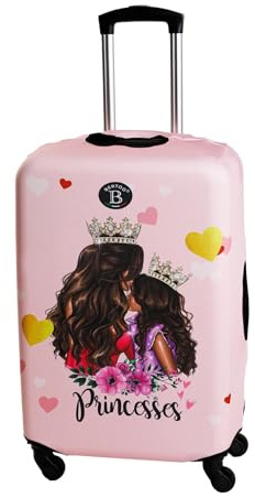 BERTOO Prinzessin Rosa Elastische Gepäckhülle Kofferschutz Größe M Waschbar Spandex Reißverschluss für Reisen