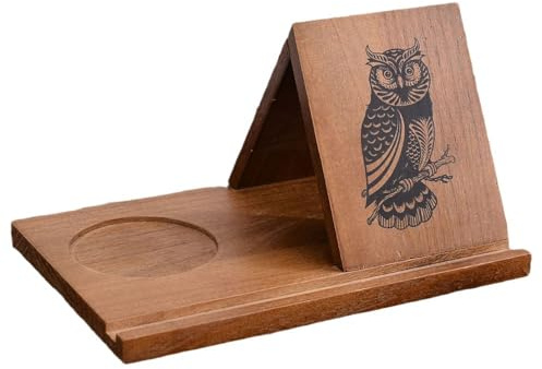 Support de livre triangulaire en bois, petite bibliothèque avec porte-boisson, mini repose-livre hibou, étagère de recettes multifonctionnelle, organisateur de serre-livres de bureau