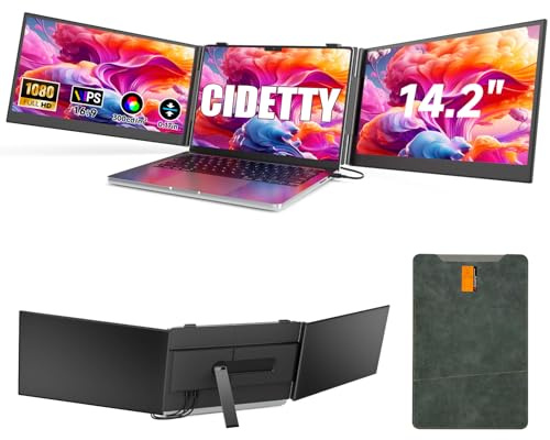 Extension d'écran ultra fine pour ordinateur portable, 14 1080p FHD léger, triple écran, moniteur portable pour ordinateurs portables, convient pour ordinateur portable de 13 à 17, compatible avec