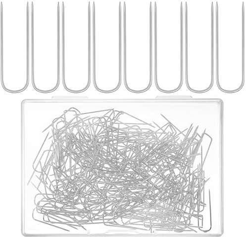 MBAIYO 200 Pcs U Shaped Fork Pins, Sewing U-pins Stainless Steel Double Blocking Pins for Sewing Needlecraft Quilting Crafts DIY Jewelry Making Home Decor 0.9 x 0.27 Inch(Silver)