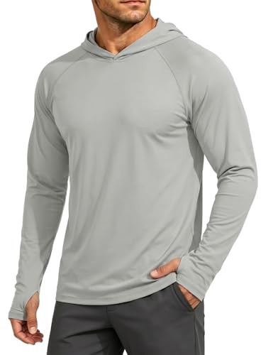 MAGCOMSEN Mens Sun Protection Hoodies UPF 50+ Long Sleeve T Shirt with Hood | UV Hoodie, Running Sports Gym Tops, Summer Quick Dry Lightweight Top, Polyester T-Shirts