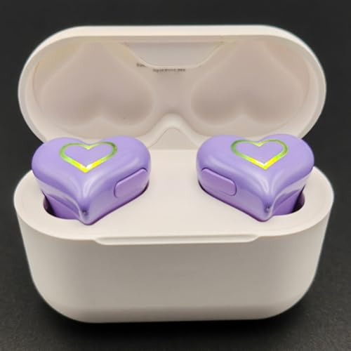 Fabater Niedliche Herzförmige Kabellose Ohrhörer, Bluetooth 5.3-Ohrhörer mit Ladeetui und Farbverlaufslicht, HiFi-Stereo-Sound, Bis zu 20 Stunden Spielzeit (Purple)