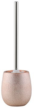 axentia WC Garnitur Chicago aus Steingut rose-gold verchromt - Toilettenbürste mit Halter stehend - Chrom Bürstengarnitur ohne Bohren - WC Bürste und Behälter