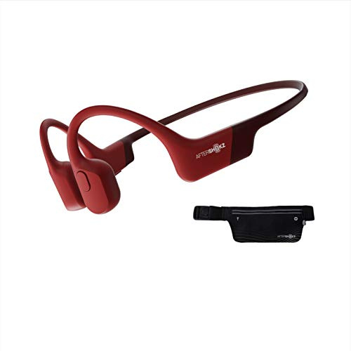 Aftershokz Aeropex Bluetooth Wireless Bone Conduction Headphones Knochenschall Sportkopfhörer mit Sportgürtel, Schönes Geschenk, Bluetooth 5.0, Wasserdicht, für Sport und Spielzeit, Solar Red