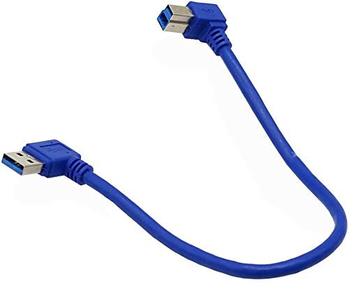 Seadream Angled USB 3.0 Printer Cable 1 ft / 30cm SuperSpeed USB A Male Plug 90 Degree Left Angle to USB 3.0 B Male Right Angle Cable