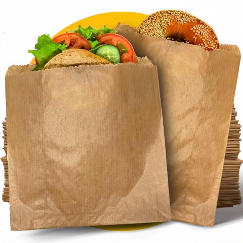 Simplelifeco UK 200 Light, Reinforced Paper Sandwich Bags (7 x 9”) | Brown Paper Food Bags for Lunch, Brunch & On The Go Snacks