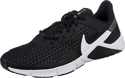 NIKE Legend Essential 2, Sneaker, Black/White-Metallic Silver,
