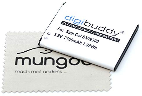 Ersatz Akku passend für Samsung Galaxy S III Galaxy S3 Neo Galaxy S3 LTE (Ersetzt Originalakku EB-L1G6LLUC) OTB mit mungoo Displayputztuch