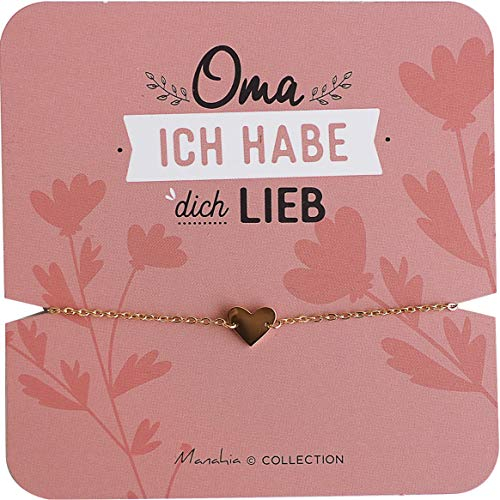 Manahia Armband Oma Herz Edelstahl - Ich hab dich lieb - Armband für Oma, Geschenk für Oma, Geburt, zukünftige Oma, Anhänger für Oma, Omatag, Armband Großmuttertag, Schmuck für Großmutter
