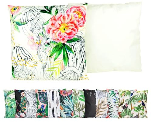 JACK Outdoor Lounge Kissen 45x45cm Motiv Dekokissen inkl. Füllung Wasserfest Sitzkissen Garten Stuhl, Farbe:Wasserblumen