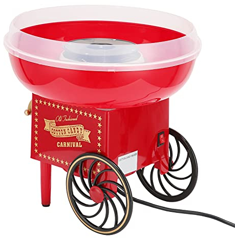 Zerodis Elektrische Zuckerwattemaschine, Zuckerwattemaschine in Form eines Wagens Vintage-Werkzeug für die Herstellung von Zuckergarn, hergestellt in Haus für Geburtstagspartys (EU-Stecker)