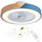 VOMI Ventilatore da Soffitto in Legno con Luce e Telecomando Silenzioso Ventilatore da Lampadario con Timer, 40W x 2 Invisibile Fan Plafoniera LED Dimmerabile Lampada da Soffitto Ø50 cm, Blu