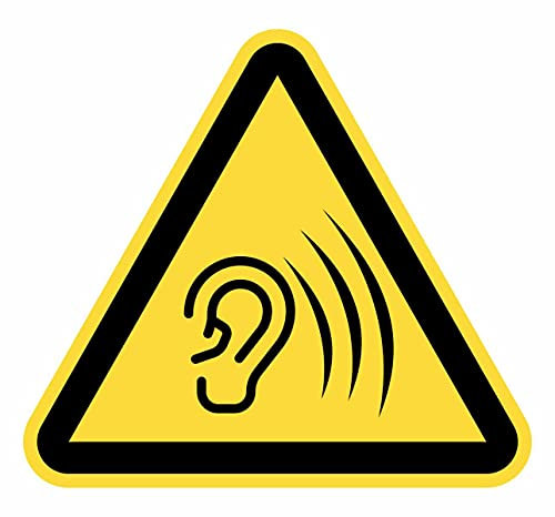 Warnschild, selbstklebend, Gefahrengefahr, starker Lärm, 5 Stück à 15 cm, Gelb, Dreieckszeichen (15 cm, lautes Geräusch)