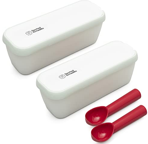 Spotted Armadillo Ice Cream Container for Homemade Ice Cream - Premium Double Wall Insulation - for Meal Prep, Soups and Food Storage - BPA Free - Dishwasher Safe (Double Pack)