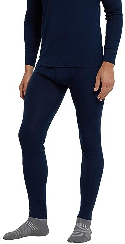 Mountain Warehouse Mens Merino Thermal Base Layer Trousers - Lightweight Mens Pants, Antibacterial, Breathable Bottoms - for Camping in Navy XXS