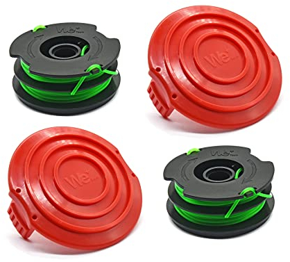 WETOOLPLUS 0.080 in. x 30 ft. Replacement Dual-Line Automatic Feed Spool AFS for GH1000 Electric String Grass Trimmer/Lawn Edger,Compatible with Black Decker DF-080,2 Spools & 2 Cover Cap, 4 Pack