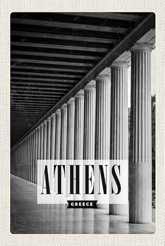 mrdeco Metall Schild 12x18cm gewölbt Retro Athens Greece Antik Schild