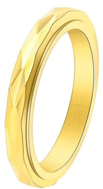 Whoiy Schmuck Trauringe Damen Gold Gravur, Edelstahl Poliert Ring 3MM Anti-Angst Spinner Ringe Hochzeitsringe Größe 54 (17.2)