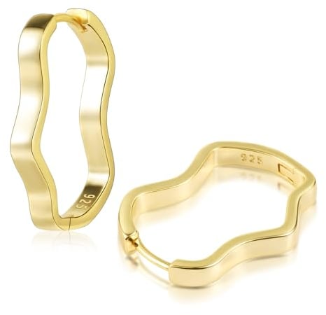 ALEXCRAFT Geometrisch Ohrringe Gold Creolen Klein Damen 14K Vergoldete Ohrringe Geschenk für Frauen Freundin Mama Mädchen