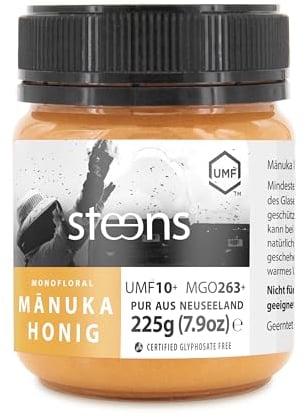 Steens Manuka Honey MGO 263+ - rein roher 100% zertifizierter UMF 10+ Manuka Honig - abgefüllt und versiegelt in Neuseeland - 225 g