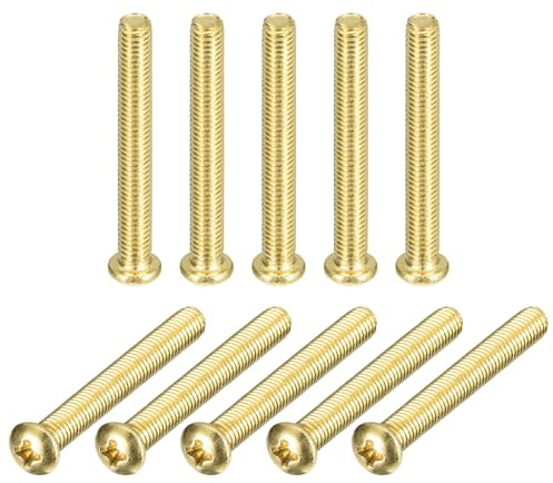 sourcing map Brass Machine Screws, M5x40mm Phillips Pan Head Fastener Bolts for Furniture, Office Equipment, Electronics 20Pcs