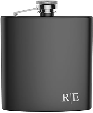 FORYOU24 Flachmann mit Gravur aus Edelstahl Motiv Initialien Geschenk für Papa Opa Onkel Freund zu Weihnachten, Geburtstag