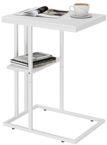 Beistelltisch C Form, Couch Beistelltischs, Kaffeetisch Kleiner Tisch, Sofa Tisch Beistelltische Bett, Side Table Beistelltische Sofa, Couchtisch Klein Laptop Tischs, Sofatisch, Holzigkeit, Weiß