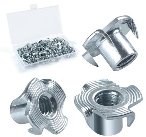 BOUMVID Tuerca en T de 4 Puntas M8 x 11 mm, 50 Pieza T Tuerca de Acero Carbono, Tuercas de Accionamiento, Tuerca de Cuatro Puntos, Adecuado para Muebles de Embutir Madera, Construcción, Madera