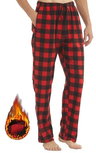 LANBAOSI Pantalon de Pyjama Homme Automne/Hiver à Carreaux Classique Vêtements de Nuit Chaud Long Pantalon Pyjama Homme avec Poches